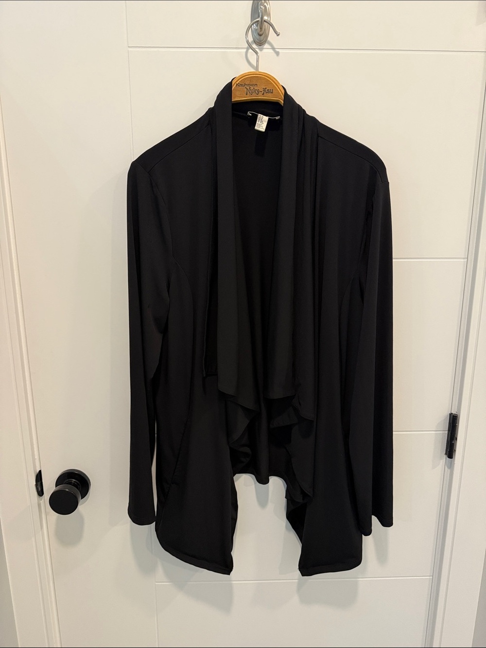 Halston Heritage Black Open-Front Draped Cardigan size XL